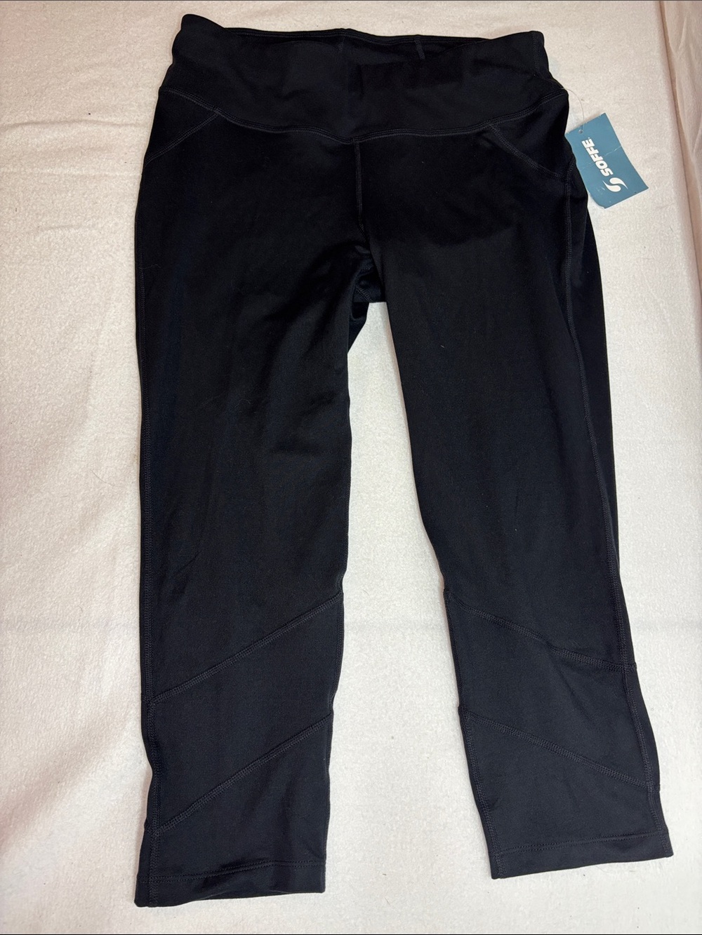 Soffe Black Capri Leggings with Wide Waistband